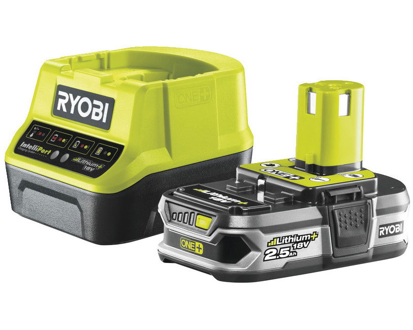 Ryobi RC18120-125 18V ONE+ kompakt töltő és 1 db Lithium+ Li-ion akkumulátor, 18 V, 2.5 Ah termék fő termékképe