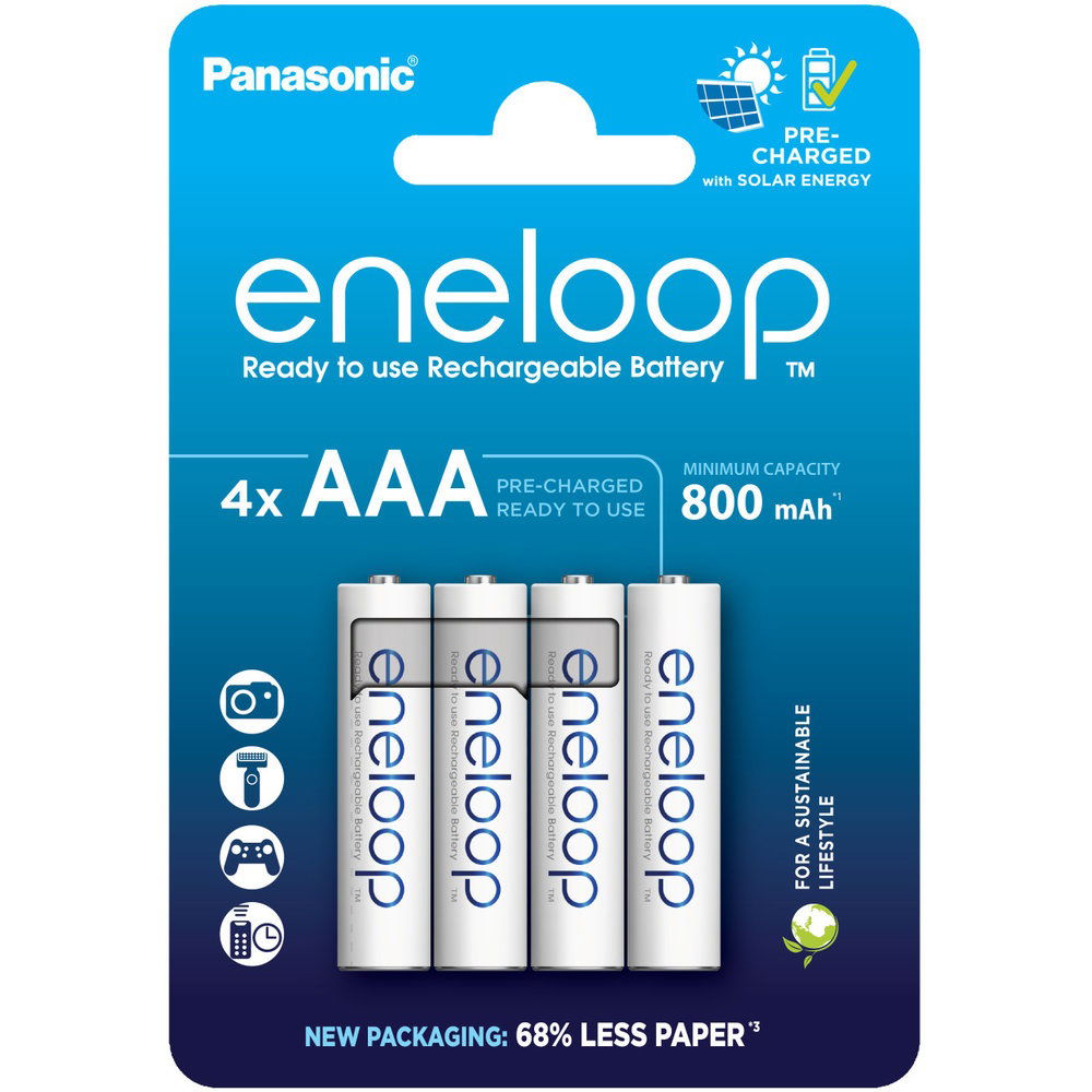 Panasonic BK-4MCDE/4BE eneloop Ni-MH akkumulátor, AAA (micro), 800 mAh, 4 db/bliszter termék fő termékképe